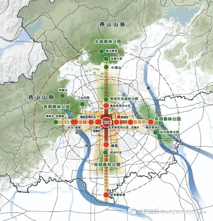       图9 “两轴”空间秩序与功能组织结构     