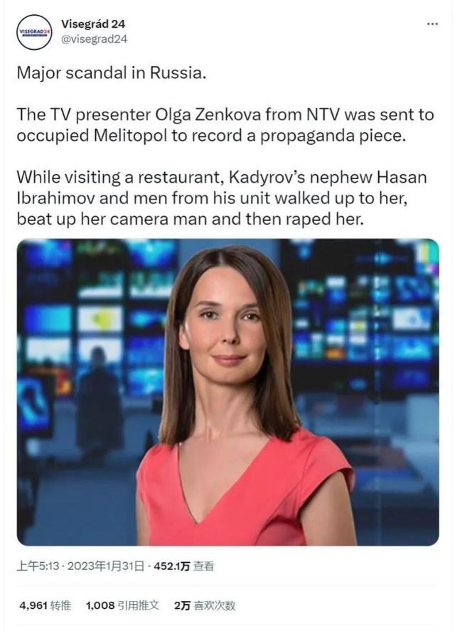 @visegrad24转述有关说法的推文截图。