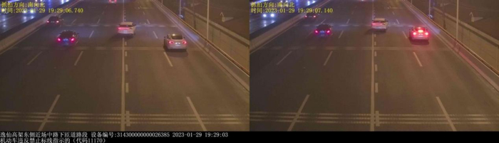 无光电子警察拍下车辆违法过程