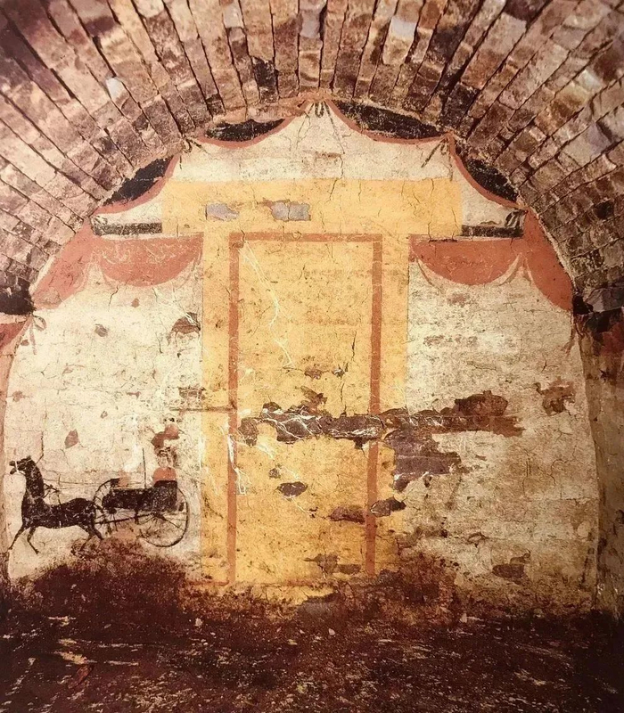 图17/ 陕西旬邑百子村东汉墓的天门（引自徐光冀主编《中国出土壁画全集6：陕西（上）》，第130 页）