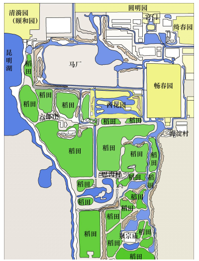 圆明园周边稻田分布