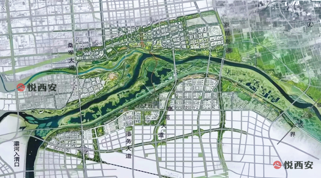 渭河疏浚及两岸概念规划设计平面图