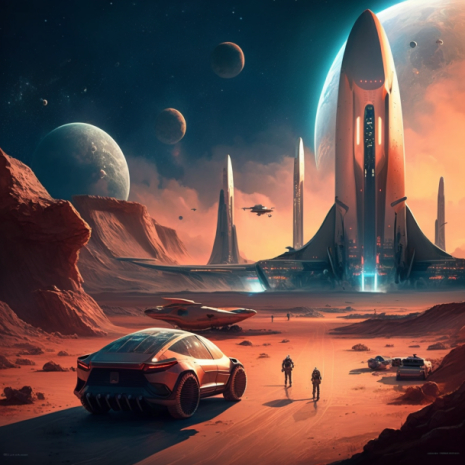 Midjourney, 一款AI工具：根据文字生成的火星殖民图