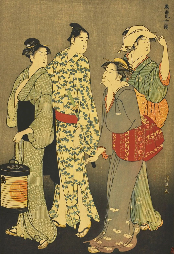 鸟居清长 《色町街上的夕阳》