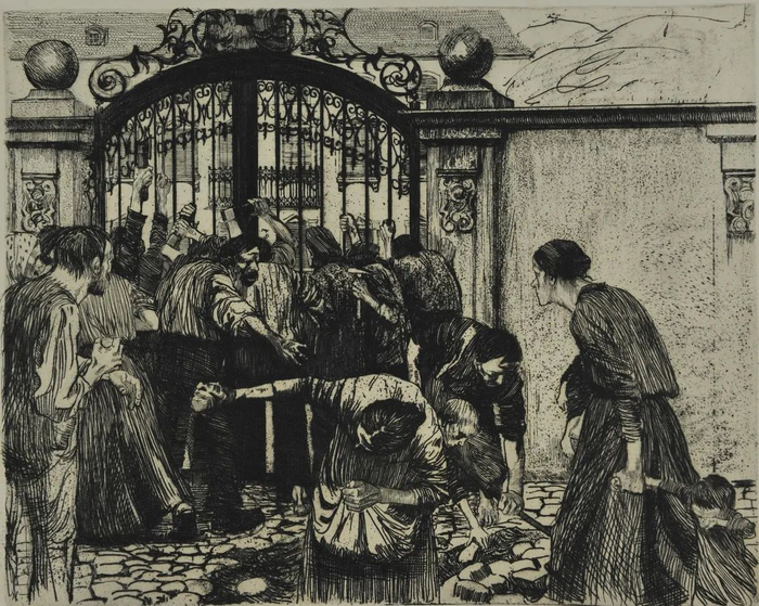 鲁迅收藏的外国版画 珂勒惠支  《突击》 