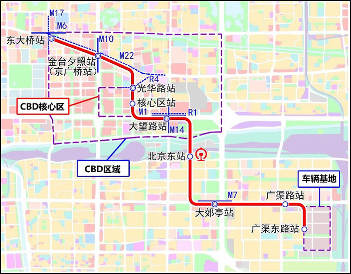 北京地铁28号线（原CBD线）工程线路示意图。图源：首都之窗微信公众号