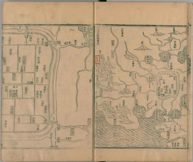 图中所标识的即为邓尉山，可见其位于苏州府西边诸山之最左处，下面的湖泊即为太湖。 图片来源王鏊《姑苏志》 