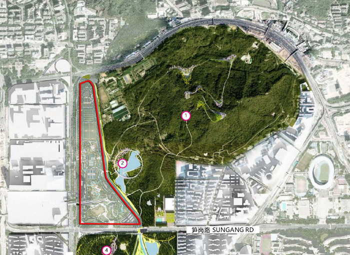 ▲笔架山运动休闲区区位图