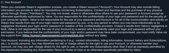 Steam的用户协议否决了转让虚拟财产的可能性