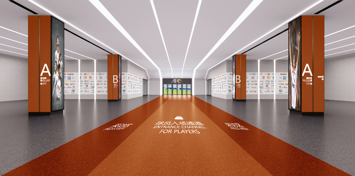 球员入场通道效果图，同时也是混采区