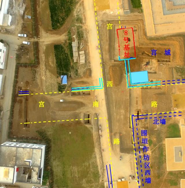 二里头都邑中心区西南路口的新发现航拍示意图