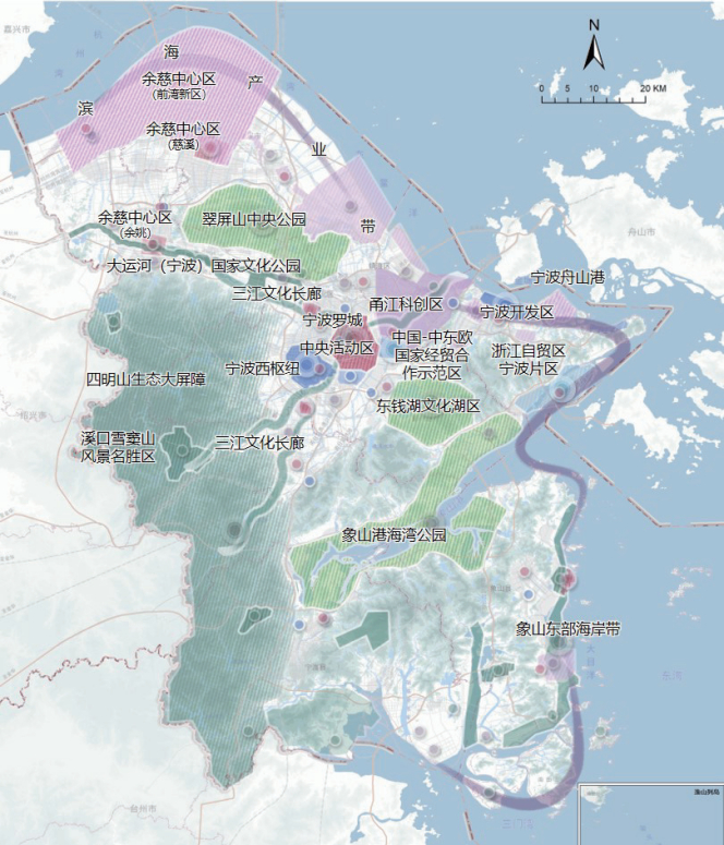 宁波现代化滨海大都市空间新格局 示意图