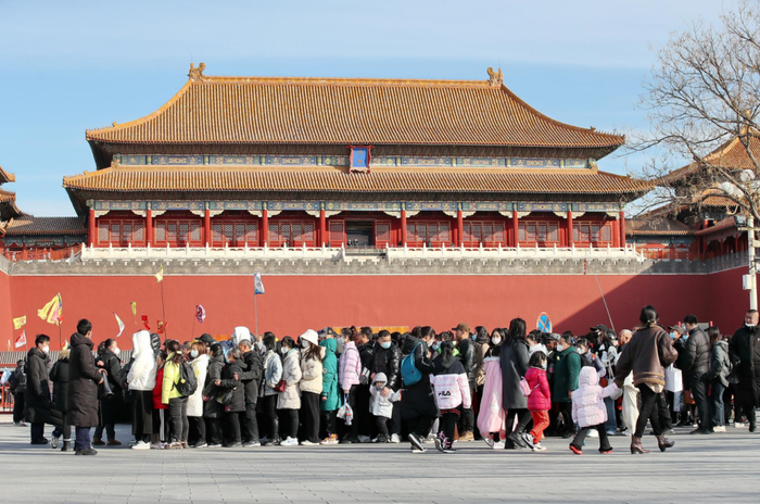 2023年2月24日，北京故宫博物院开启人山人海模式。图/视觉中国