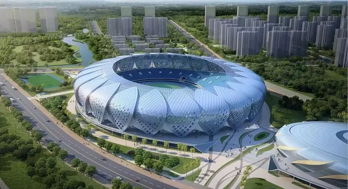 琼海市文化体育中心项目部分效果。图片来源：海建集团