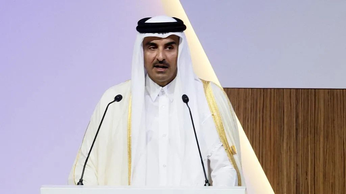 当地时间2023年3月5日，卡塔尔多哈，卡塔尔埃米尔塔米姆在第五届联合国最不发达国家问题会议开幕式上发言。视觉中国 图