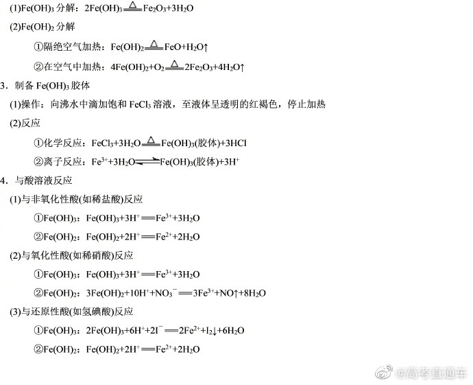 赶紧背!铁及其化合物重要方程式