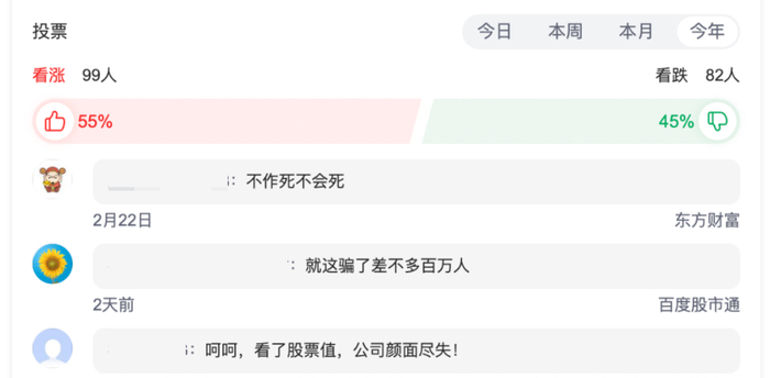 股票讨论区部分截图
