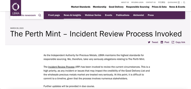 图片来源：LBMA官网