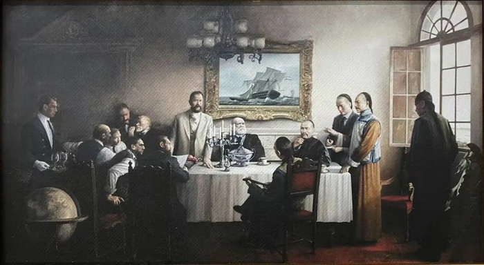 《收购旗昌》（油画）   由招商局集团捐赠