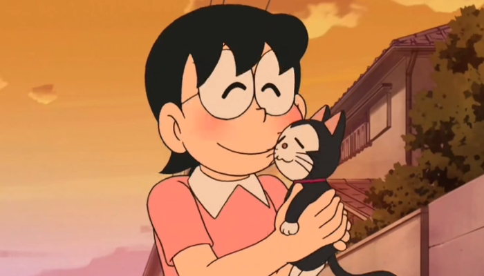 巧合的是，大雄母亲有一集也喜欢上了一只猫