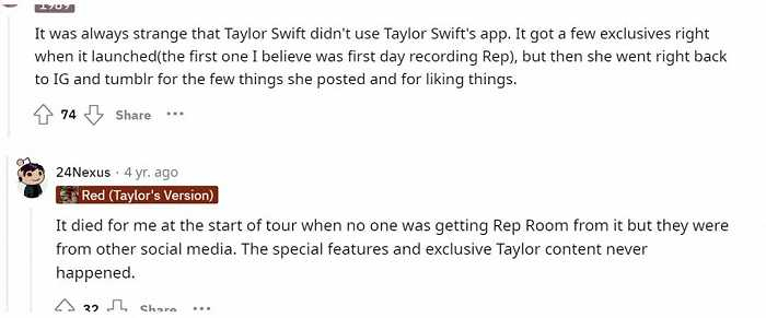 图注：Taylor Swift粉丝当时对其粉丝APP的抱怨