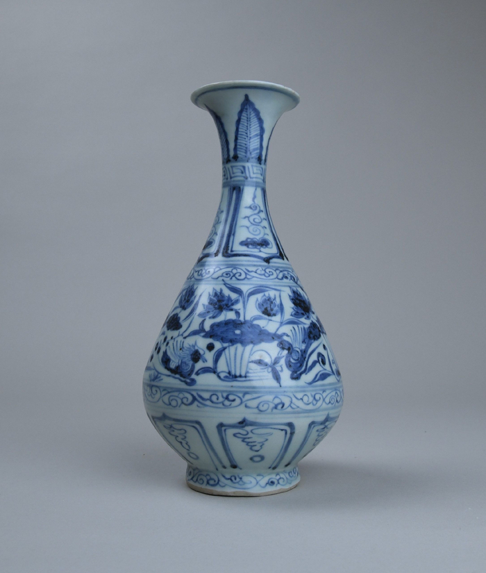 鸳鸯玉壶春瓶元，14世纪，景德镇 青花瓷