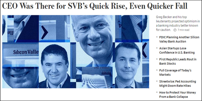 《华尔街日报》：CEO给硅谷银行带来了快速崛起，以及更快速的衰落