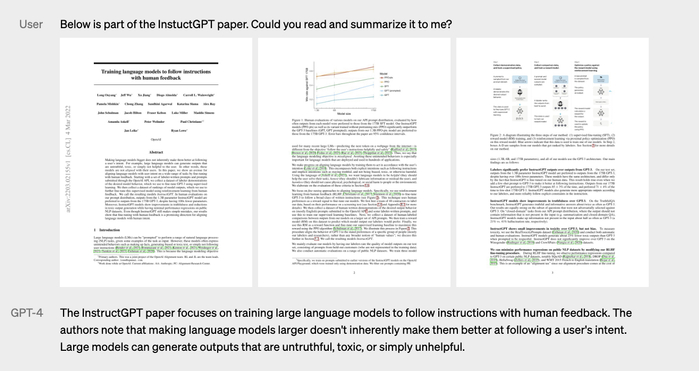 GPT-4可对论文进行解读 来源：OpenAI官网