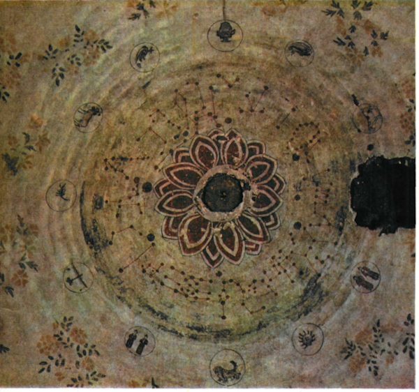 图9 黄道十二宫图像以圆环形布局（宣化辽墓M1墓顶壁画，1116年）