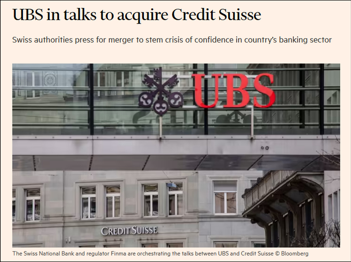 　　《金融时报》：瑞银正在谈判收购瑞信