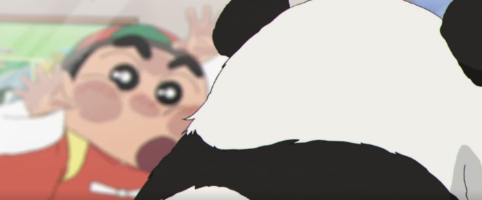 在日本动漫里，小新一家来成都，第一站就是去看熊猫 | 图源：《蜡笔小新》