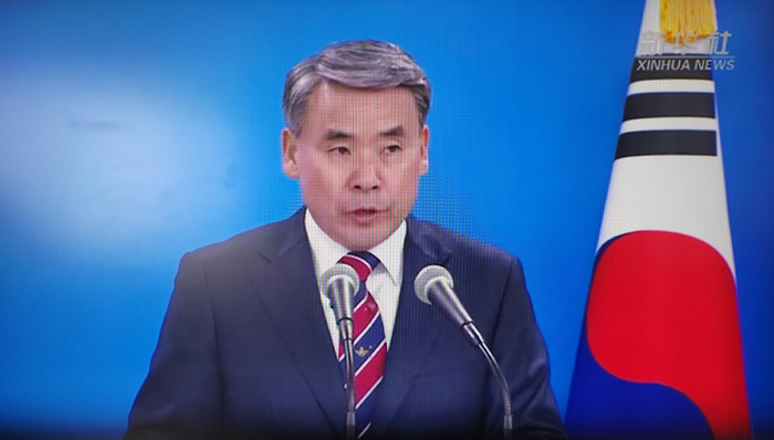 ▲韩国国防部部长李钟燮。图/新华社视频截图