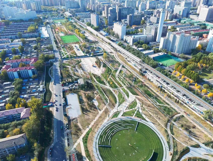 俯瞰京张铁路遗址公园。