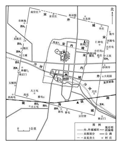 ▲北宋东京城、州桥遗址位置实测图。（资料图片）