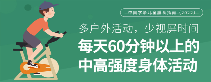 ▲每天应累计至少60分钟中高强度的身体活动。