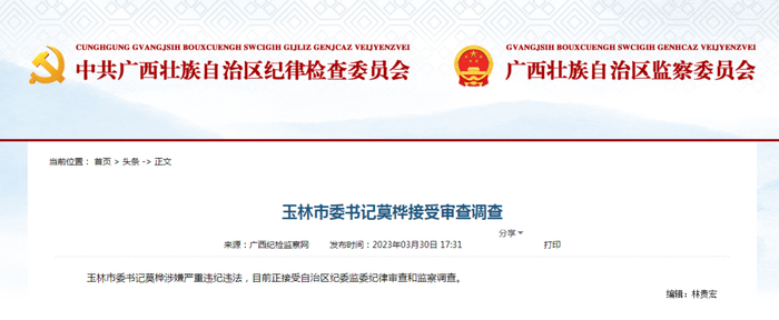 广西纪检监察网截图。