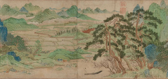 仇英  桃花源图（局部）  美国波士顿美术馆藏（本图为编者所加）