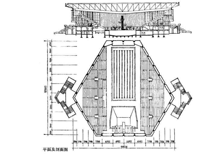 上海游泳馆平面及剖面图