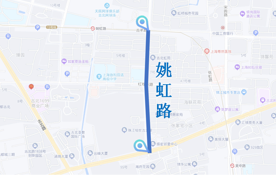 闵行区姚虹路（实施路段为古羊路至现状吴中路）。上海市水务局提供