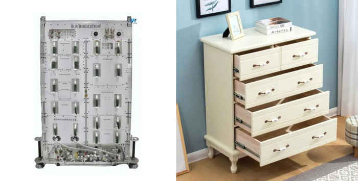 ▲航天基础试验机柜（左） 普通收纳柜（右）