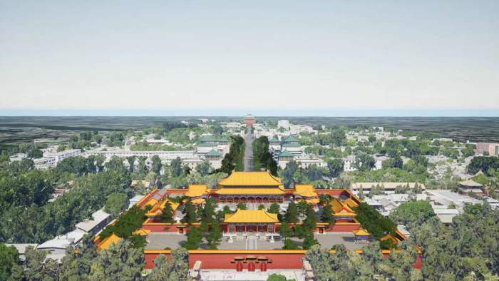 根据扫描数据而生成的数字图片。视角：站在景山万春亭向北望。图 / 北京市测绘设计研究院