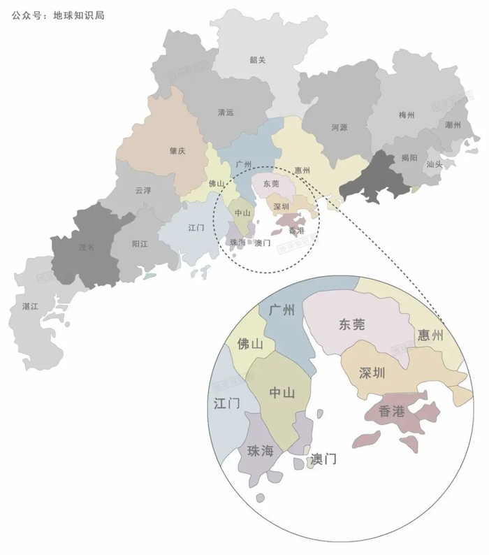 围绕着珠江口的大湾区城市