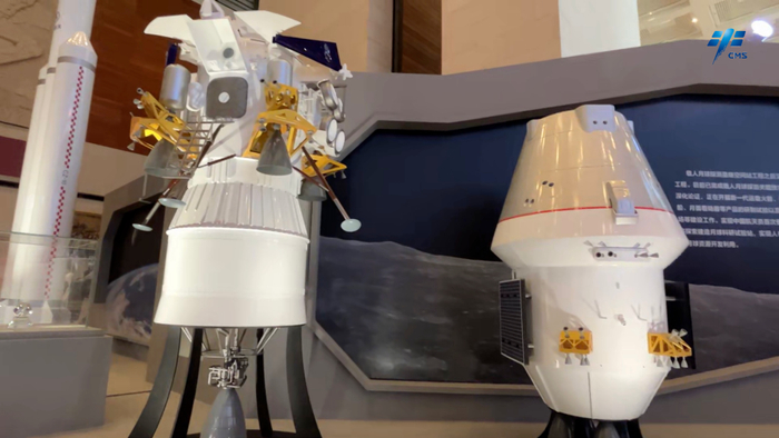 ▲月面着陆器与新一代载人飞船模型
