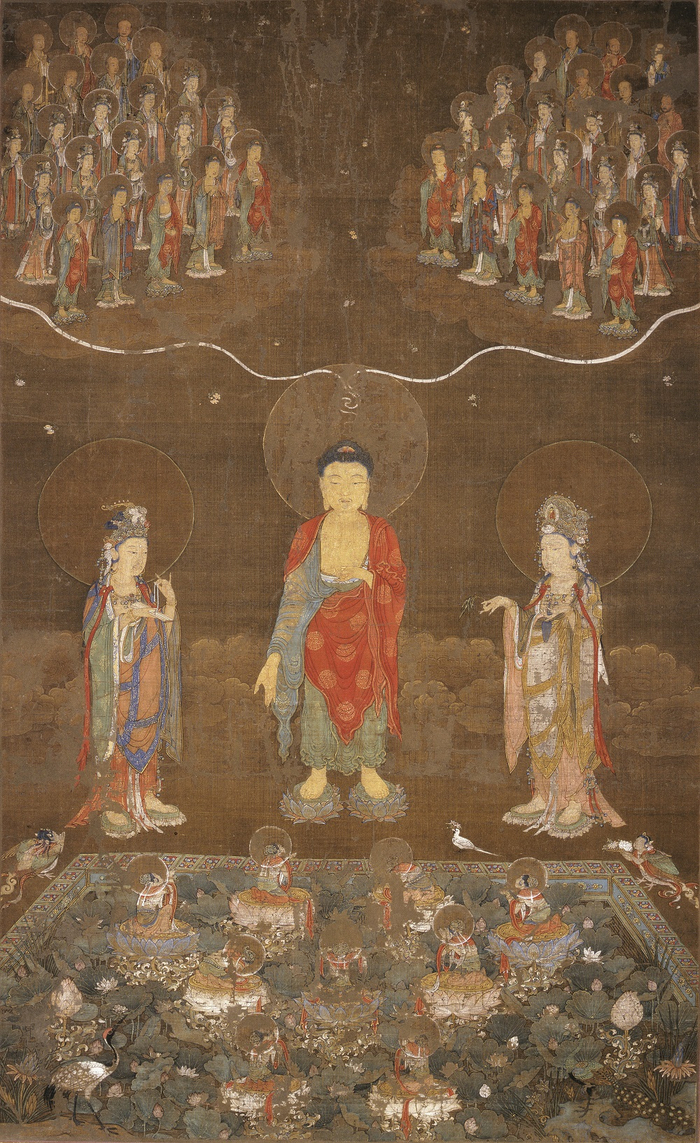 《阿弥陀净土图》，南宋，1183年，立轴，绢本设色，150.5厘米×92.0厘米，日本京都知恩院藏