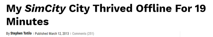 Kotaku：《我的“模拟城市”在离线状态下蓬勃发展了19分钟》