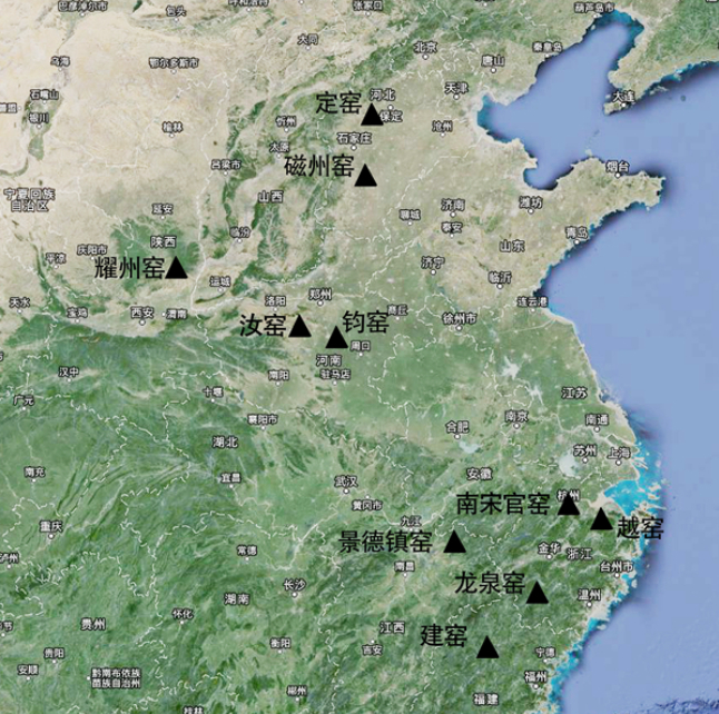 宋代部分窑址示意图