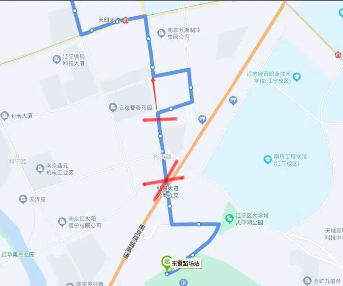 （红色路段为812路调整路段）