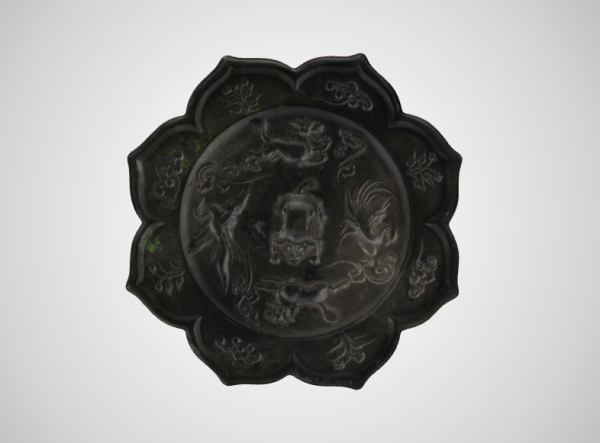 唐鸾兽纹菱花铜镜