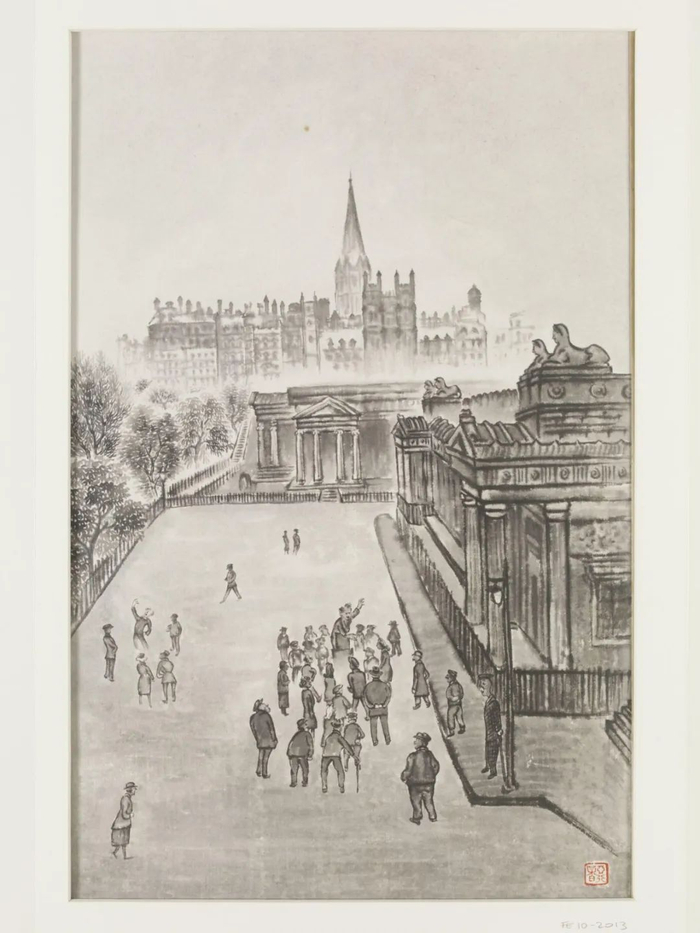 苏格兰皇家学院旁的演说者，蒋彝 ©️ V&A Museum 