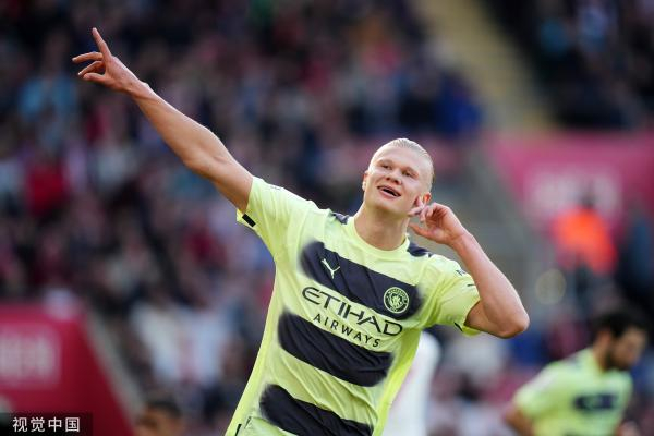 哈兰德本场比赛梅开二度。